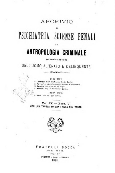 Archivio di psichiatria, scienze penali ed antropologia criminale per servire allo studio dell'uomo alienato e delinquente