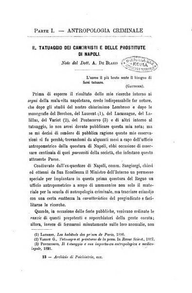 Archivio di psichiatria, scienze penali ed antropologia criminale per servire allo studio dell'uomo alienato e delinquente