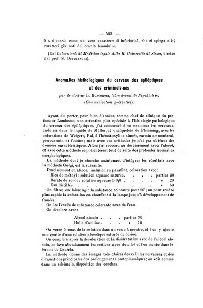 Archivio di psichiatria, scienze penali ed antropologia criminale per servire allo studio dell'uomo alienato e delinquente