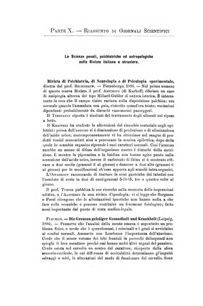 Archivio di psichiatria, scienze penali ed antropologia criminale per servire allo studio dell'uomo alienato e delinquente