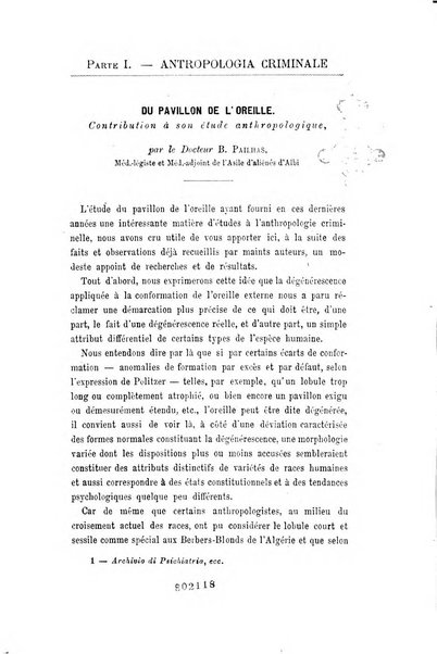 Archivio di psichiatria, scienze penali ed antropologia criminale per servire allo studio dell'uomo alienato e delinquente