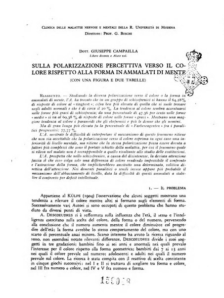 Archivio di psicologia, neurologia, psichiatria e psicoterapia