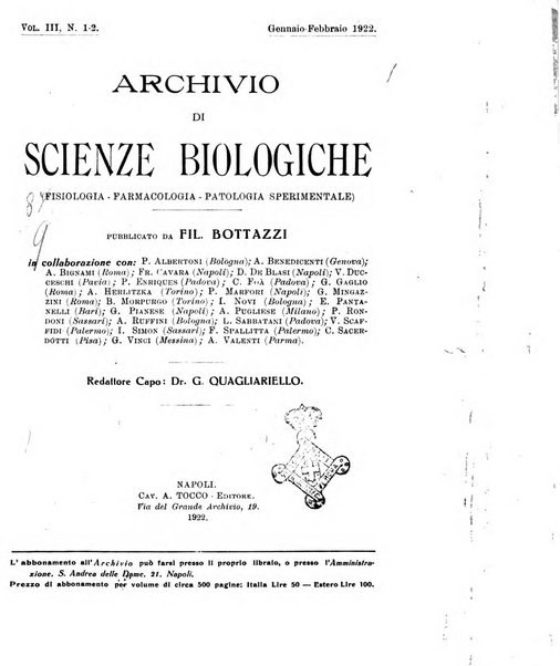 Archivio di scienze biologiche