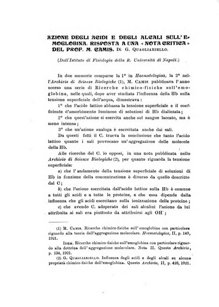 Archivio di scienze biologiche