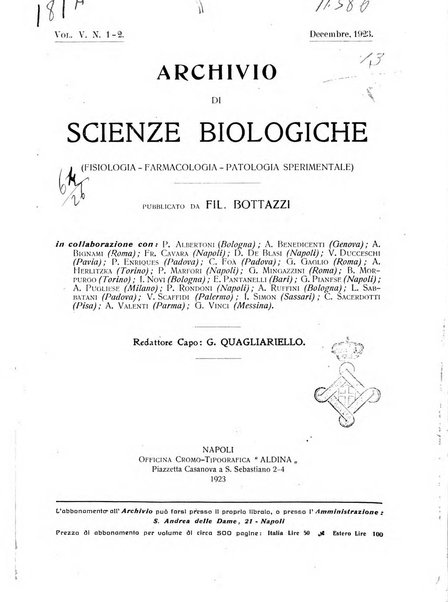 Archivio di scienze biologiche