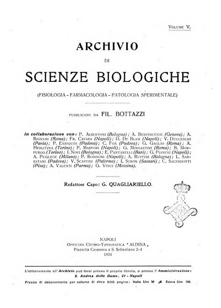 Archivio di scienze biologiche