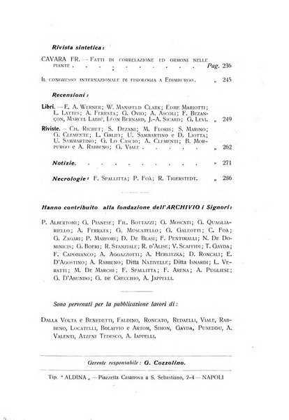 Archivio di scienze biologiche