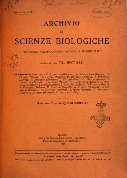 Archivio di scienze biologiche