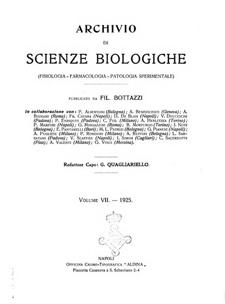 Archivio di scienze biologiche