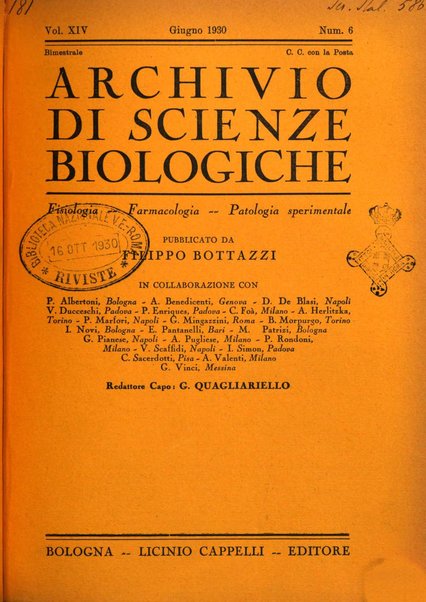 Archivio di scienze biologiche