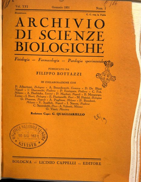 Archivio di scienze biologiche