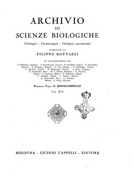 Archivio di scienze biologiche