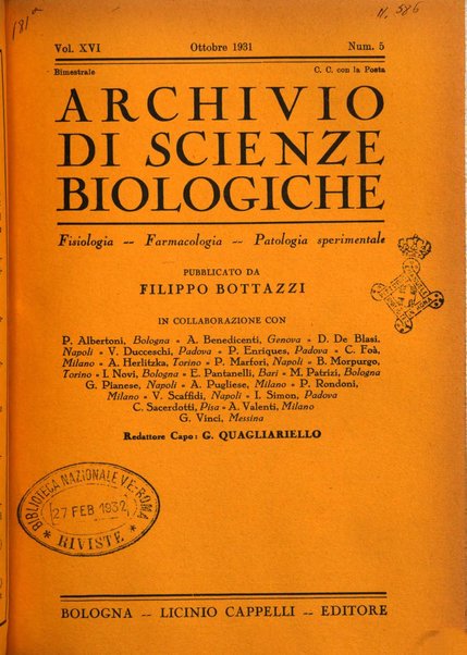 Archivio di scienze biologiche