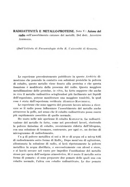 Archivio di scienze biologiche