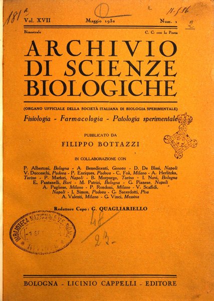 Archivio di scienze biologiche