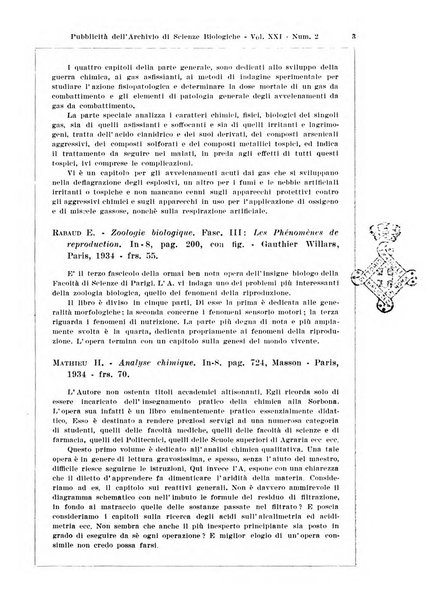 Archivio di scienze biologiche