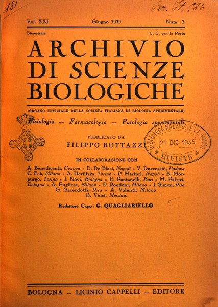 Archivio di scienze biologiche