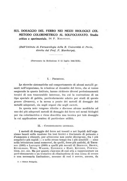 Archivio di scienze biologiche