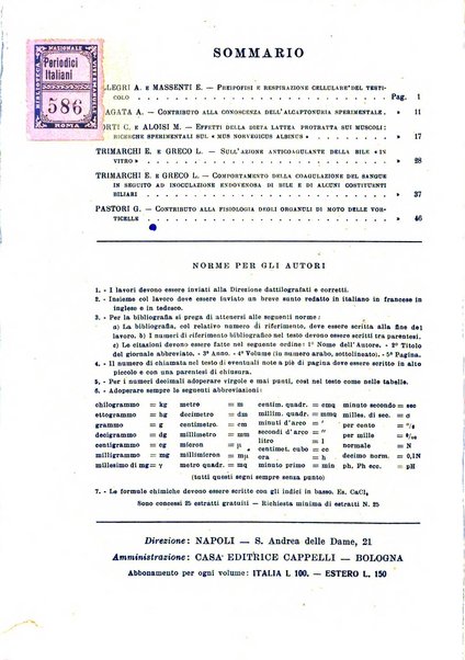 Archivio di scienze biologiche