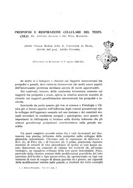 Archivio di scienze biologiche