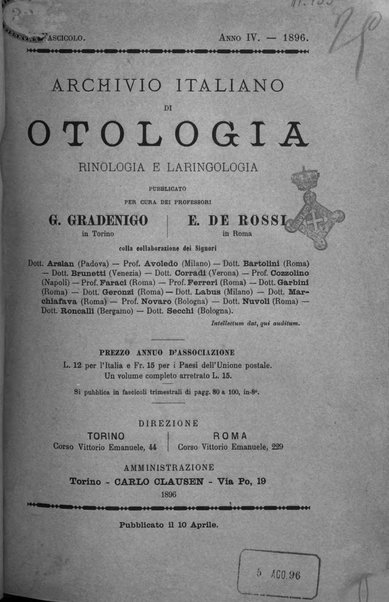 Archivio italiano di otologia, rinologia e laringologia