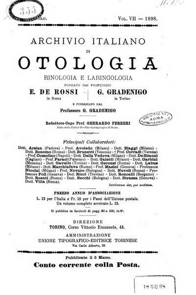 Archivio italiano di otologia, rinologia e laringologia