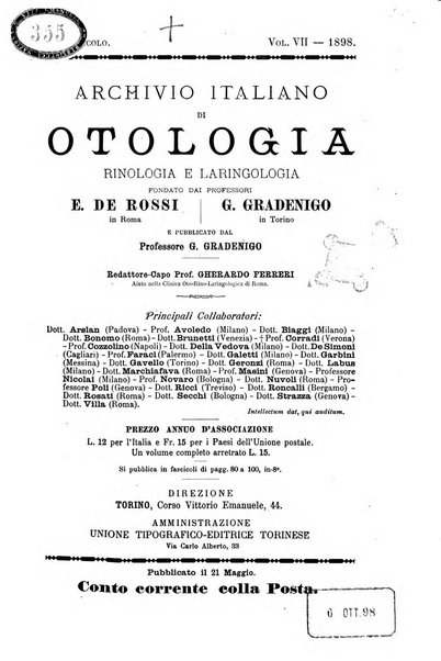 Archivio italiano di otologia, rinologia e laringologia