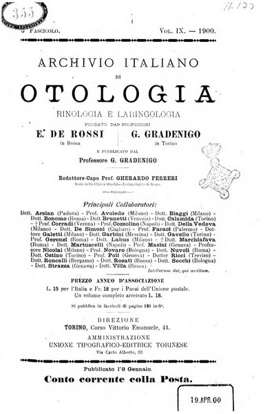 Archivio italiano di otologia, rinologia e laringologia