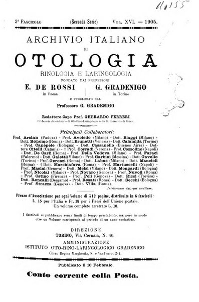 Archivio italiano di otologia, rinologia e laringologia