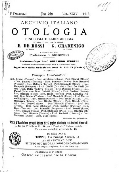 Archivio italiano di otologia, rinologia e laringologia