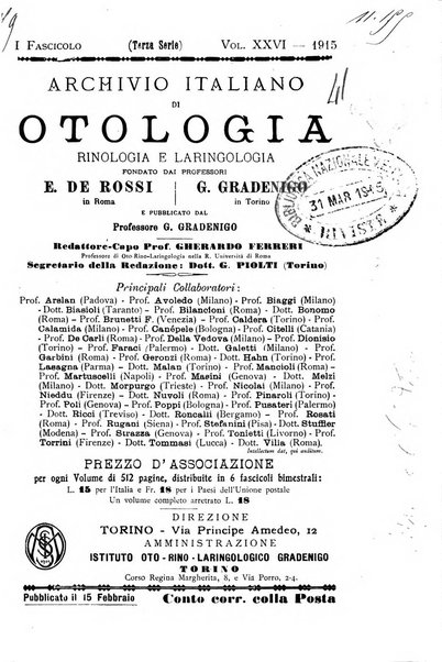 Archivio italiano di otologia, rinologia e laringologia