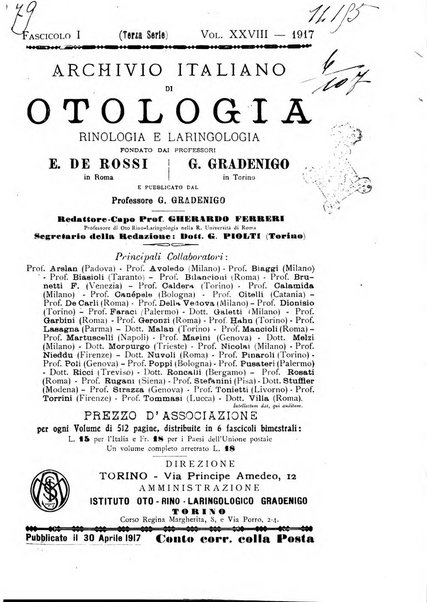 Archivio italiano di otologia, rinologia e laringologia