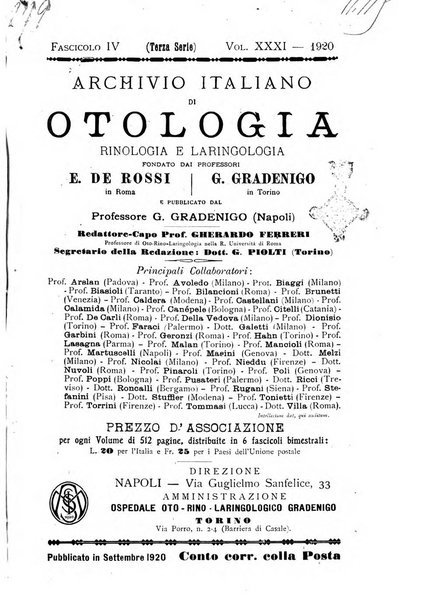 Archivio italiano di otologia, rinologia e laringologia