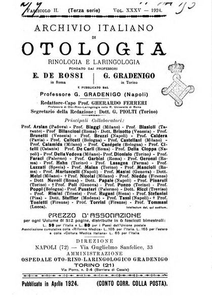 Archivio italiano di otologia, rinologia e laringologia