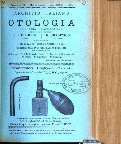 Archivio italiano di otologia, rinologia e laringologia