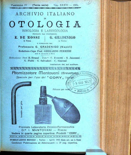 Archivio italiano di otologia, rinologia e laringologia