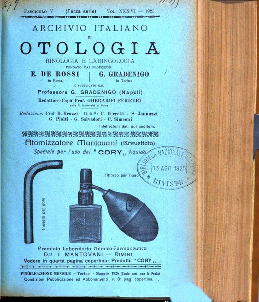 Archivio italiano di otologia, rinologia e laringologia