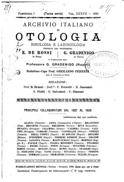 Archivio italiano di otologia, rinologia e laringologia