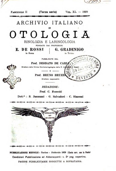 Archivio italiano di otologia, rinologia e laringologia