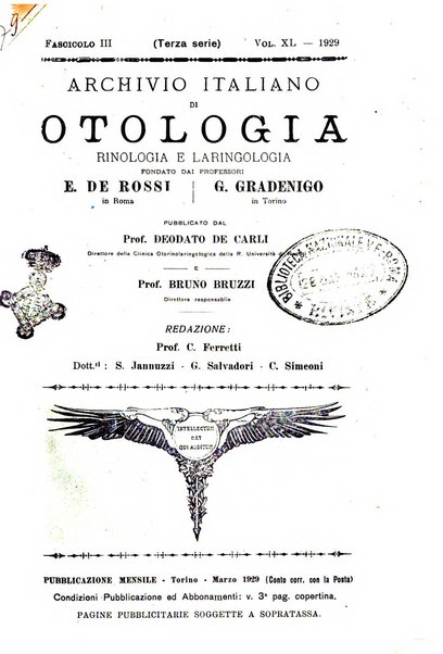 Archivio italiano di otologia, rinologia e laringologia