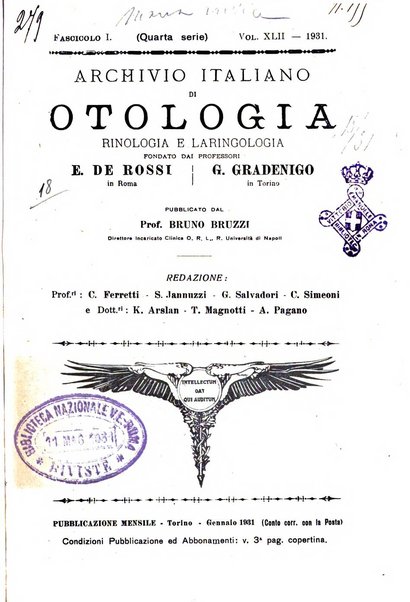 Archivio italiano di otologia, rinologia e laringologia