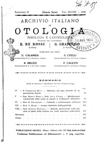 Archivio italiano di otologia, rinologia e laringologia