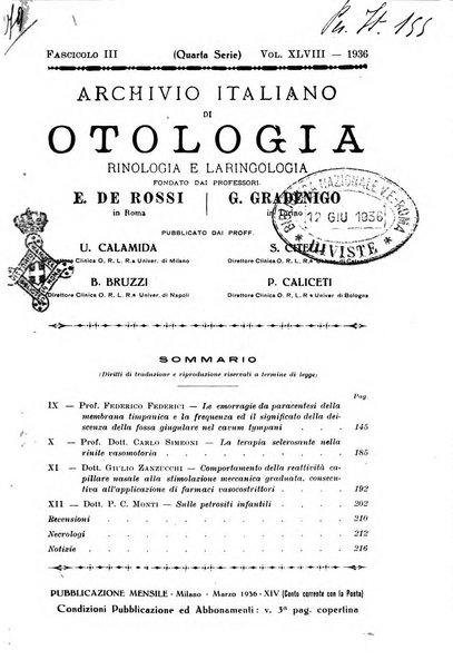 Archivio italiano di otologia, rinologia e laringologia