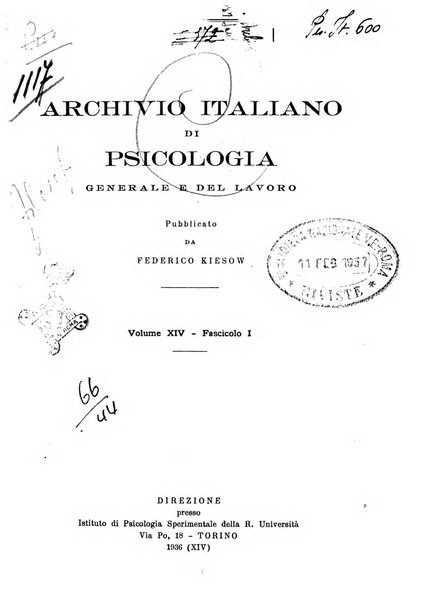 Archivio italiano di psicologia generale e del lavoro