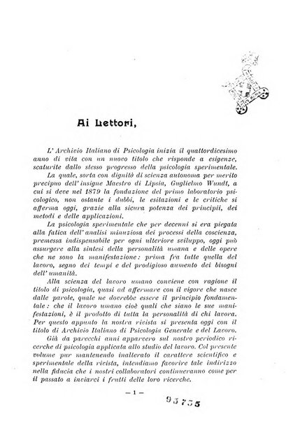 Archivio italiano di psicologia generale e del lavoro