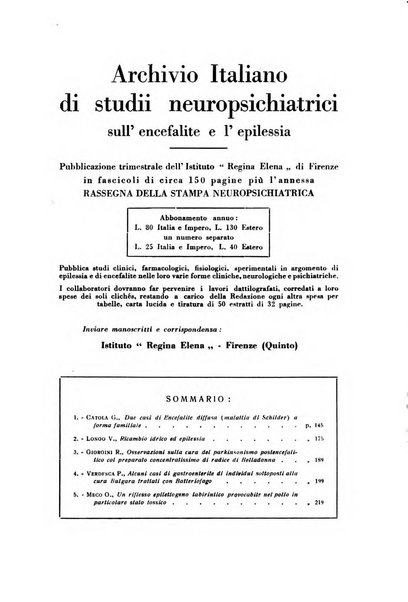 Archivio italiano di studi neuropsichiatrici sull'encefalite e l'epilessia