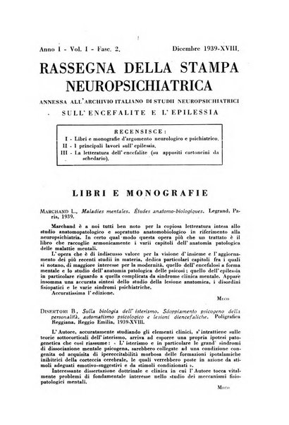 Archivio italiano di studi neuropsichiatrici sull'encefalite e l'epilessia