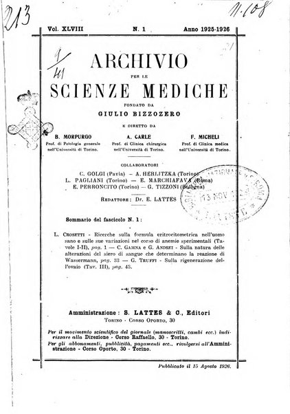 Archivio per le scienze mediche