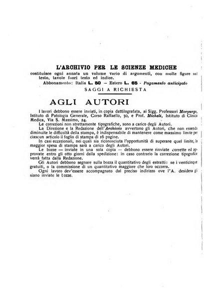 Archivio per le scienze mediche