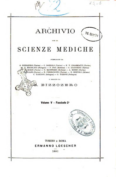 Archivio per le scienze mediche